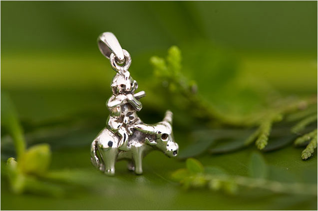 'Boy on a Buffalo' Sterling Silver Charm